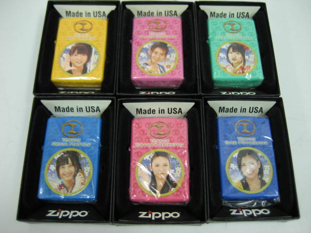 【新品】非売品 全6種 2010年製 ZIPPO ジッポー AKB48 ぱちんこ 銭形平次 with チームZ 大島優子 北原里英 高城亜樹 宮澤佐江 秋元才加 松井玲奈 TEAM-Z オイル ライター 京楽