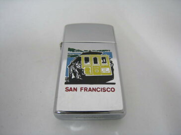 【中古】1981年製 昭和56年 ZIPPO ジッポー スリム オイルライター SAN FRANCISCO サンフランシスコ 電車 シルバー