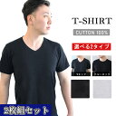 売切御免 お買い得 2枚組SET Tシャツ メンズ 半袖 大きいサイズ tシャツ ストレッチ M L Vネック おしゃれ 無地 ブラック 黒 インナー 綿 涼し...