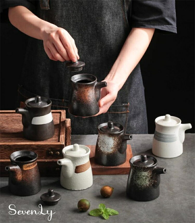 Rakuten - SevenLy 創意的個性的 手描き釉下彩セラミック 調味料ボトル 9種類デザイン 醤油差し 油差し 調味料容器 テーブルウェア キッチン用品 絵柄の多様性で選択肢が豊か 実用と装飾を両立させたアイテム
