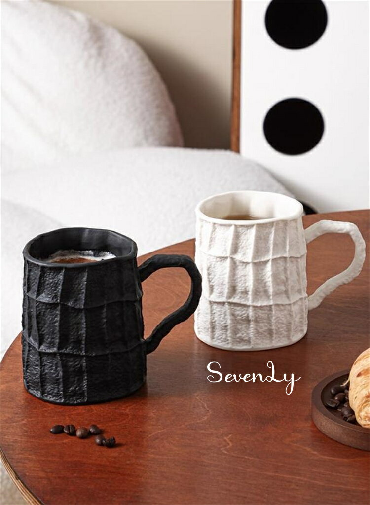 SevenLy ロック柄アートコップ カップル用マグカップ 大容量540ml コーヒー・紅茶に最適 釉下彩陶磁器 ..