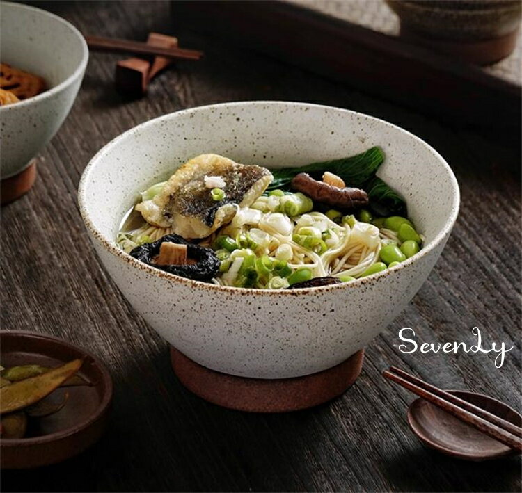 SevenLy 家庭用粗陶食器 300ml容量の湯碗・米碗 高台付きで熱さを遮断 4.9/6.6インチ2種類 5色の個性的..