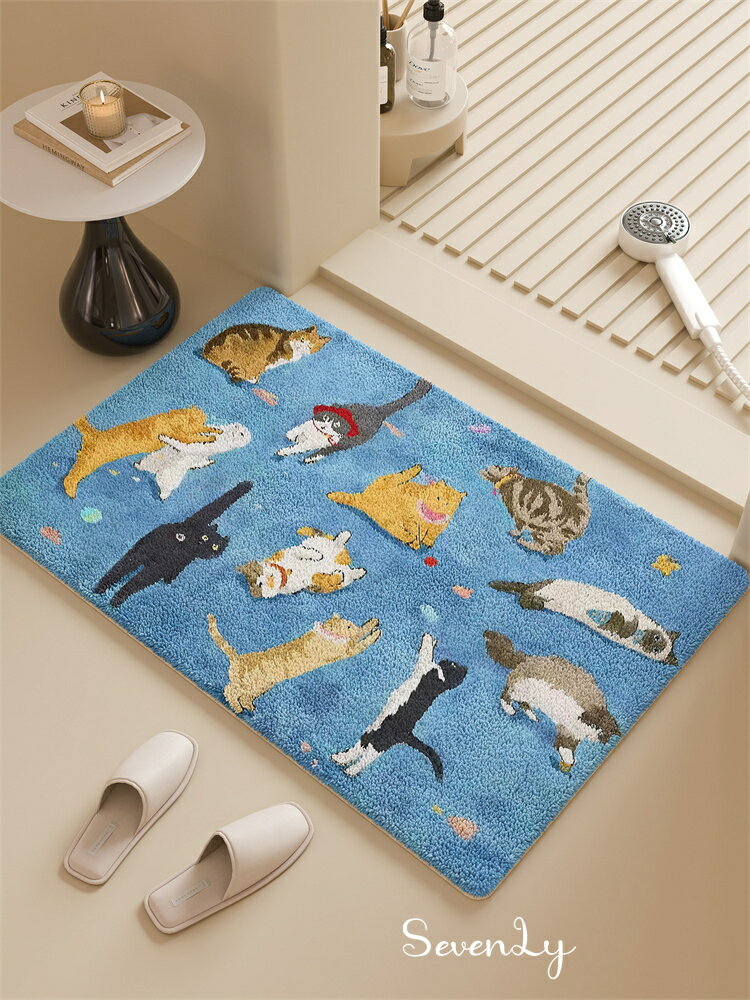 Rakuten - Sevenly 柔らかく滑り止め 40×60cm・50×80cm サイズ デスク下用 猫のスペース バスルームマット ベッド横 トイレ入口対応 快適敷物