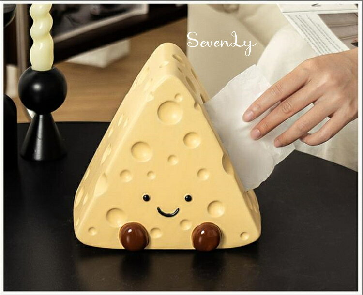 Rakuten - SevenLy かわいいチーズ形陶器ティッシュケース 防水加工済みで食卓やリビングの飾りに便利 多目的に使えるおしゃれアイテムです