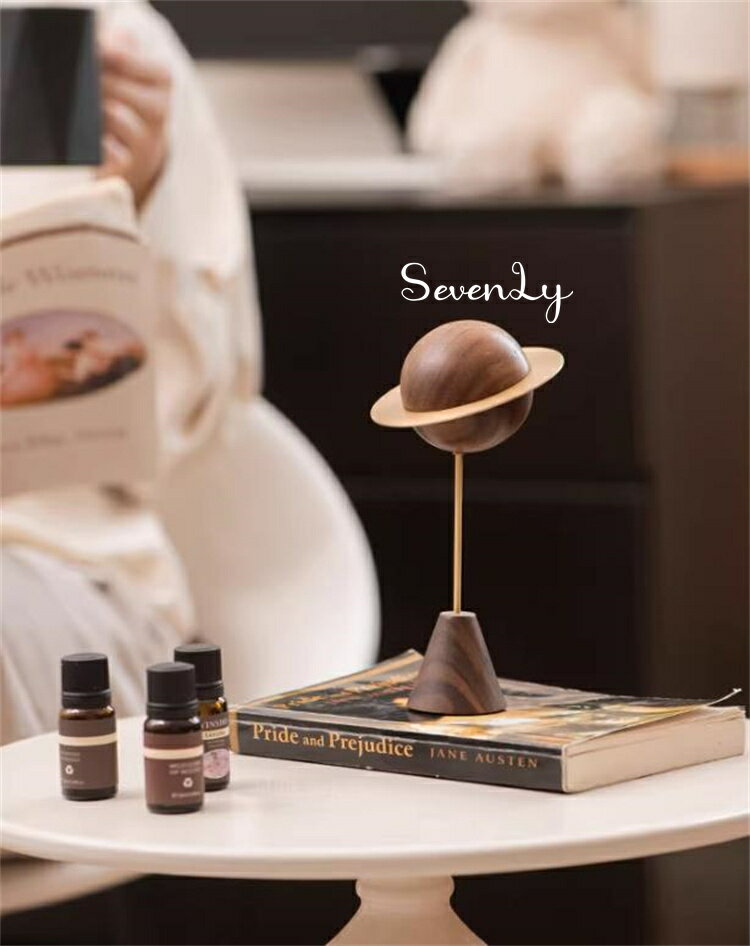 SevenLy 簡単に設置できる無垢材アロマディフューザー 小惑星モチーフのナチュラルウッド風置物 家庭用クリエイティブ香り拡散器 手作業仕上げ...