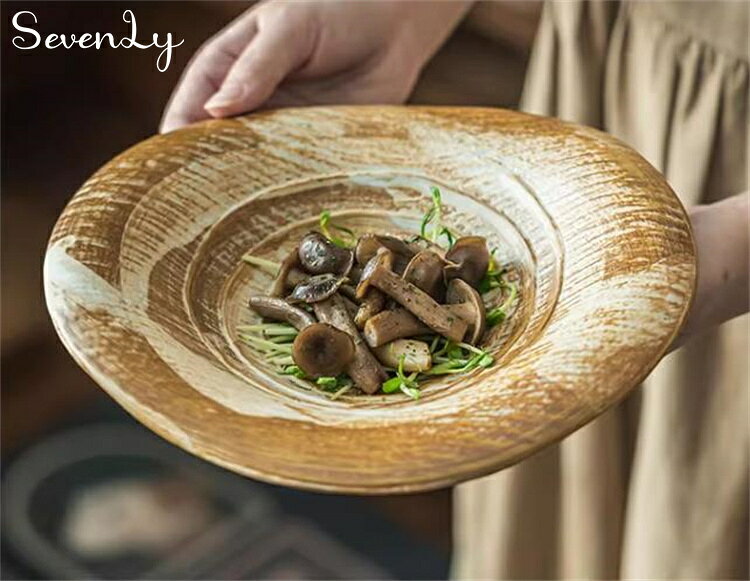 Rakuten - SevenLy 2026年新作粗陶ラーメン椀 直径21.8cmの深型デザインでスープもこぼれにくい 631gの重量感ある造形が和洋問わずダイニングを演出 焼締め風の表情豊かな釉薬仕上げで 日常使いにも特別感をプラス