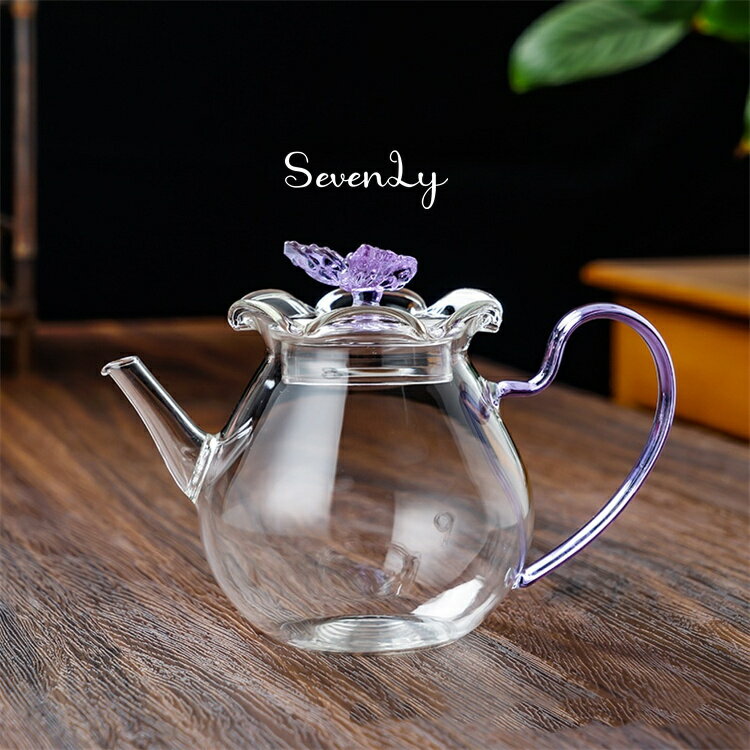 Rakuten - SevenLy テーブル映える透明ガラス茶壺 380ml 高ホウ素素材で割れにくい構造 緑茶・白茶・花茶の色合いを美しく演出 冷茶作りにもおすすめの容量設計