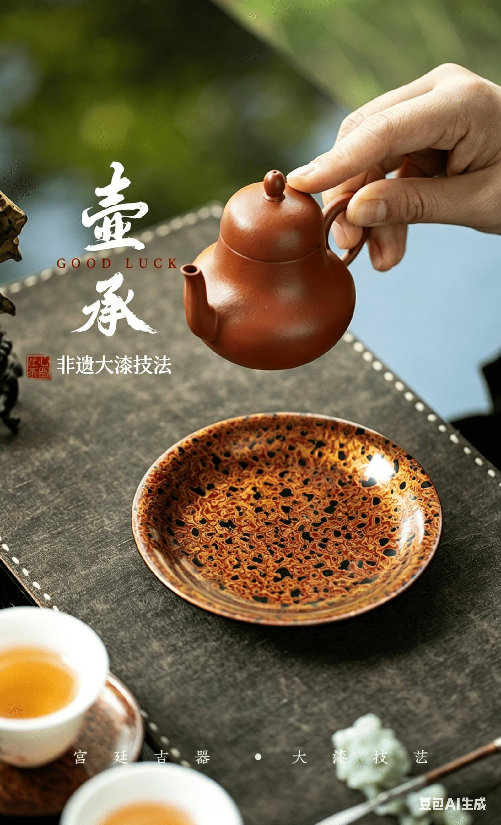 壺承 茶托 中国茶 漆器 大漆 木製 [全4種] 12.5cm おしゃれ 高級 伝統工芸 職人 手...