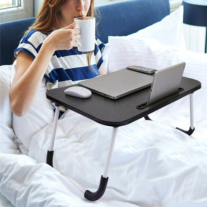 折りたたみ ガジェットテーブル 60×40cm ベッド ソファー Myテーブル タブレットホルダー ドリンクホルダー付き 子供 学習 ピクニック キャンプ テーブル 折りたたんで収納OK 自由 場所 リモートワーク 自由な場所でリモートワーク seventreasure-10000040 ログインテリア サンプル画像3