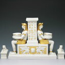セーブル 人形 白磁金彩古代エジプトのインク壺 1997年復刻ハンドメイド ビスケット 置物 飾り物フランス製 Sevres