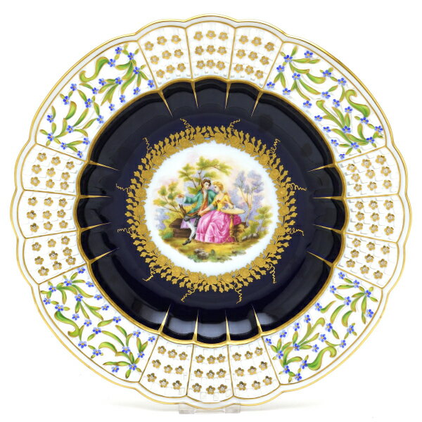 ヘレンド 飾り皿 透かし彫り ワトースタイル スペシャルピース マスターペインターのサイン入り ハンドメイド ハンガリー製 Herend