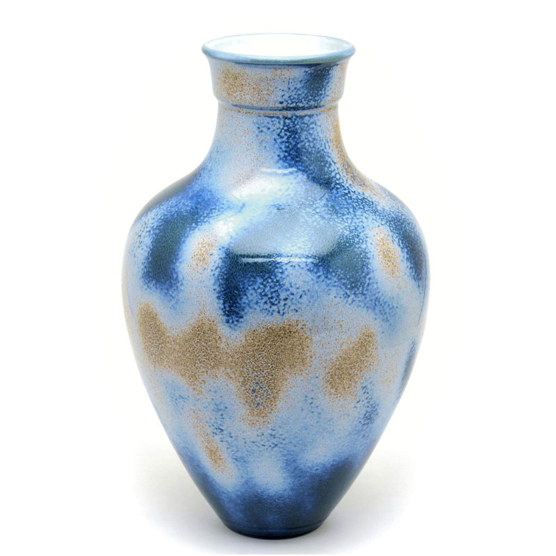 セーブル 超希少 一点物 花瓶デクール34(装飾:MR650) 飾り壺白樺薪の焚き木窯 1999年 ハンドメイド新硬質磁器 フランス製 Sevres