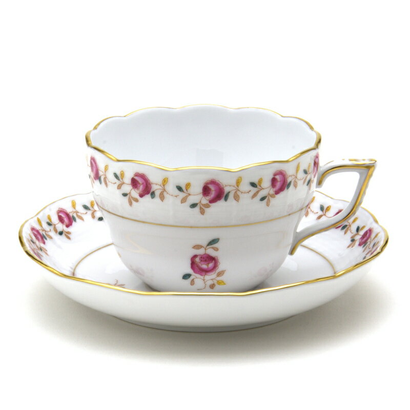ヘレンド (HEREND) 薔薇の花飾り・シンプル ティー・コーヒー兼用カップ&ソーサー 220cc 00730 / RGS【新品】【純正BOX付き】【並行輸入...