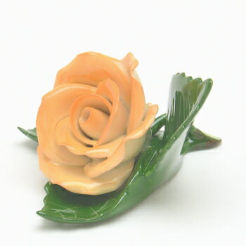 ヘレンド カード立て 葉の上の薔薇(オレンジ) ハンドメイド 手描き 磁器製 置物 飾り物 オブジェ 箸置き ハンガリー製 Herend [2]
