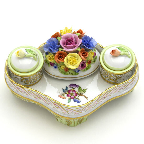 ヘレンド インク壺 花束飾り ヴィクトリアブーケ装飾バリエーション ハンドメイド 手描き 磁器製 置物 飾り物 Herend [2]