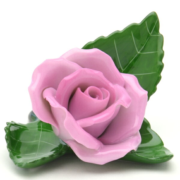 ヘレンド カード立て 葉の上の薔薇(ピンク) ハンドメイド 手描き 磁器製 置物 飾り物 オブジェ 箸置き ハンガリー製 Herend [3]