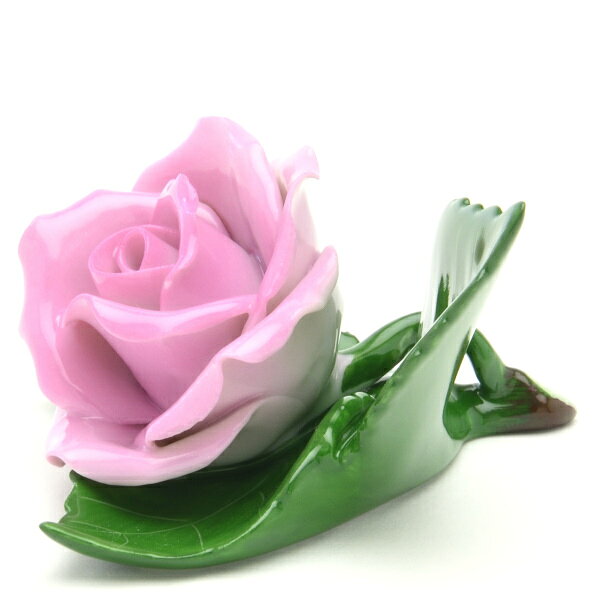 ヘレンド カード立て 葉の上の薔薇(ピンク) ハンドメイド 手描き 磁器製 置物 飾り物 オブジェ 箸置き ハンガリー製 Herend [2]