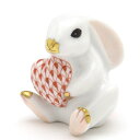 ヘレンド うさぎ 置物 バニーハート(赤色の鱗模様)を抱く兎 フィギュリン手描き 磁器製 兎 ラビット 飾り物ハンガリー製 Herend