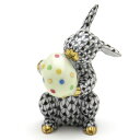 ヘレンド うさぎ 置物イースターバニー 黒色の鱗模様 金彩仕上げ手描き 磁器製 フィギュリン 兎 ラビットハンガリー製 Herend