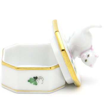 ヘレンド VRHS ヘレンドのウィーンの薔薇 シンプル 06105 ファンシーボックス 猫飾り 小物入れ 小筐 磁器製置物 飾り物 HEREND ハンガリー製 [3]