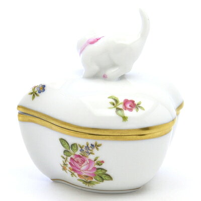 Interior Accessories - ヘレンド PBR-1 小さな薔薇の花束 ピンク 06005 ハート形ボンボン入れ 猫飾り 小物入れ 磁器置物 飾り物 HEREND ハンガリー製