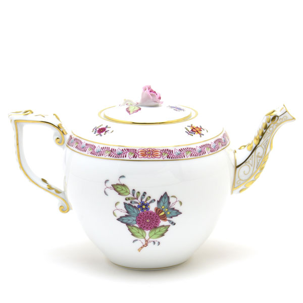 ヘレンド (HEREND) アポニーフラワー 多彩色 ティーポット 薔薇飾り 800cc 00606 /...