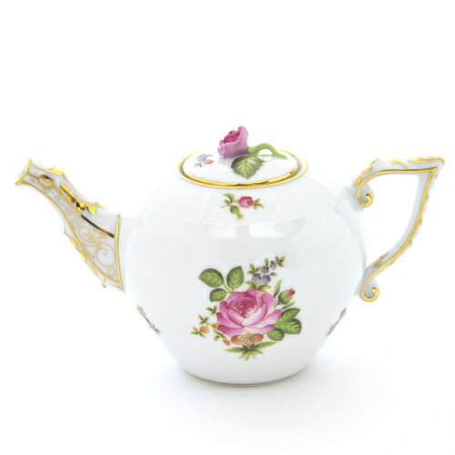 ヘレンド (HEREND) 小さな薔薇の花束 ピンク ミニティーポット 薔薇飾り 370cc 00608 / PBR-1 【新品】【純正BOX付き】【並行輸入品】 花 フラワー 珈琲 紅茶 送料無料 手描き ハンガリー製 プレゼント ギフト ブランド 磁器 食器