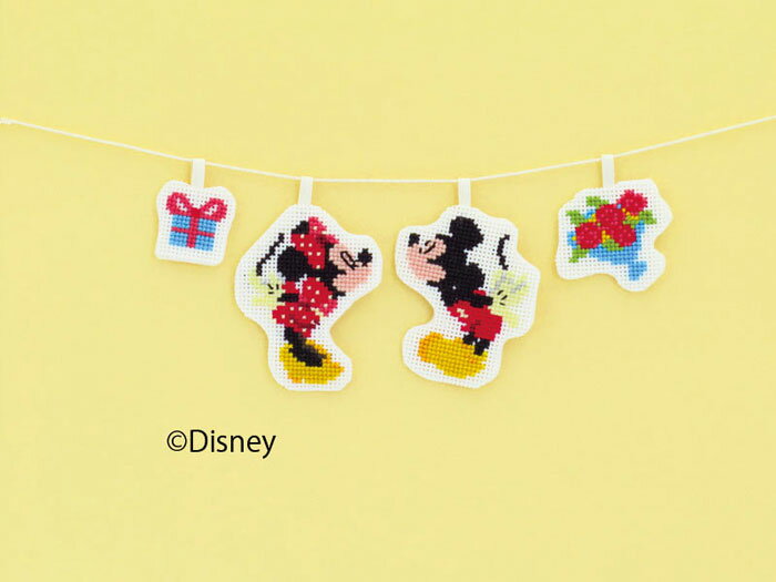 ディズニー　クロス・ステッチキット　ガーランド　ミッキーandミニー　9046　(取り寄せ品)　(メール便可)