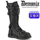 【3ヶ月保証&特典付】デモニア demonia 厚底ブーツ 黒 合皮 厚底靴 ジョッキーブーツ コンバットブーツ ミリタリーブーツ ワークブーツ ユニセックス ...
