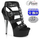【3ヶ月保証&特典付】プリーザー プリーザー 厚底 ブーツサンダル 約15cmヒール 黒 ブラック つや消し ハイヒール ピンヒール ヒール グラディエーター ロック パンク 靴 大きいサイズ プリーザーヒール Pleaser 公式 CAPTIVA-658 CAP658/BPU/M