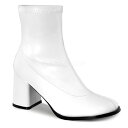【訳アリ品/ 25cm限定】Pleaser プリーザー ショートブーツ 白 レディース ゴーゴー ブーツ アメカジ 太ヒール ローヒール ストレッチ 低め パー...