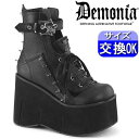 デモニア demonia 厚底ブーツ 11.5cm/センチ ヒール ショートブーツ 厚底靴 コンバットブーツ ミリタリーブーツ ワークブーツ おしゃれ 黒 パン...