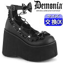 デモニア demonia 厚底靴 厚底パンプス 厚底スニーカー 11.5cm/センチ ヒール ウェッジソール 黒 合皮 人気 パンク ロック ロリータ ゴシック...