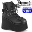 デモニア demonia 厚底ブーツ 11.5cm/センチ ヒール ショートブーツ 厚底靴 ウェッジソール 黒 合皮 人気 パンク ロック ロリータ ゴシック ...