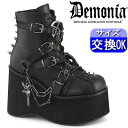 デモニア demonia 厚底ブーツ 11.5cm/センチ ヒール ショートブーツ 厚底靴 コンバットブーツ ミリタリーブーツ ワークブーツ おしゃれ 黒 合皮...