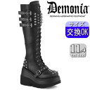 Demonia デモニア ロングブーツ 黒 合皮 厚底 レディース ニーハイブーツ ファッション シューズ 靴 人気 パンク ロック ロリータ ゴシック ゴス ゴスロリ おしゃれ ごつい ゴツめ ギャル V系 韓国系 量産型 地雷系 SHA225/BVL 公式 正規店