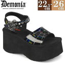 Demonia デモニア 厚底 サンダル ブラック 超厚底 6.4cm 人気 パンク ロック ロリータ ゴシック ゴス ゴスロリ レディース ファッション シューズ 靴 ごつい ゴツめ V系 サイバー 原宿系 公式 正規店