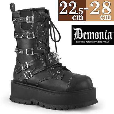 【取寄せ】Demonia デモニア 厚底 ブーツ 黒 ショートブーツ ハーフブーツ 5cm ヒール 人気 パンク ロリータ ゴシック ゴス ゴスロリ レディース ファッション シューズ 靴 ごつい ゴツめ 可愛い かわいい ギャル V系 原宿系 韓国 輸入 海外 ブランド メンズ 男 履ける