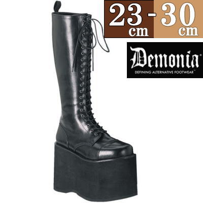 【取寄せ】Demonia デモニア 厚底 ブーツ 黒 超厚底 ロングブーツ 編み上げ 15cm ヒール レディース ファッション シューズ 靴 人気 パンク ロリータ ゴシック ゴス ゴスロリ おしゃれ ごつい ゴツめ ギャル V系 原宿系 量産型 地雷系 病みかわいい お取り寄せ品