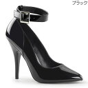 【訳アリ品】Pleaser プリーザー パンプス 13cm ヒール ハイヒール ピンヒール ブラック エナメル ストラップ ヒール レディース シューズ 靴 人気 セクシー 女性用 SED431