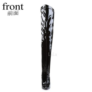 【サイズ交換ok】Pleaser/プリーザー サイハイブーツ 黒 エナメル 大きいサイズ ハイヒール ピンヒール 26cm 27cm 28cm 29cm 30cm エナメル 編み上げ レディース 女王様 ボンテージ コスプレ ニーハイ ロング ブーツ 女装用 男性 靴 Thi0 ftzm DAG3060