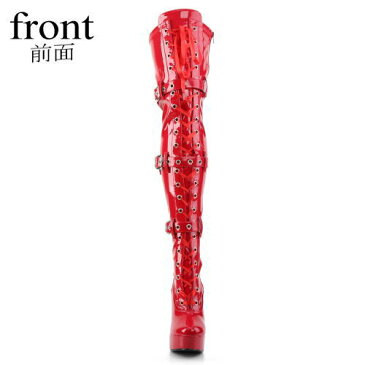 【サイズ交換ok】Pleaser/プリーザー 取寄せ サイハイブーツ 赤 大きいサイズ 編み上げ ハイヒール ピンヒール 26cm 27cm 28cm 29cm 30cm エナメル レディース 女王様 ボンテージ コスプレ ニーハイブーツ ロングブーツ 厚底 舞台 女装用 男性 靴 Thi0 ELE3028