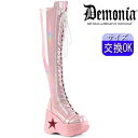 【3ヶ月保証】デモニア demonia 厚底 ブーツ ピンク ロングブーツ ニーハイ サイハイ 人気 パンク ロック ロリータ ゴシック ゴス ゴスロリ レディ...