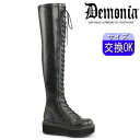 デモニア demonia 厚底 ブーツ 黒 合皮 ロングブーツ ニーハイ サイハイ 人気 パンク ロック ロリータ ゴシック ゴス ゴスロリ レディース シュー...