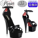 【3ヶ月保証付き】プリーザー 厚底 サンダル ストラップ付き 約15cm センチ ヒール 黒赤 編み上げ ハイヒール ピンヒール ヒール ポールダンス キャバ 靴 大きい サイズ プリーザーヒール Pleaser 公式 DELIGHT-662 DEL662/B/M