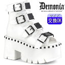 【3ヶ月保証&特典付】デモニア demonia 厚底ブーツ 白 厚底スニーカー オープントゥ パンク ロック ロリータ ゴシック ゴス ゴスロリ レディース メ...