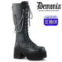 【3ヶ月保証&特典付】デモニア demonia 厚底 ブーツ 黒 超厚底 ロングブーツ コンバットブーツ ミリタリーブーツ ワークブーツ おしゃれ 9.5cm ...