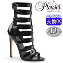 【3ヶ月保証&特典付】プリーザー ハイヒール ロング ブーツ 黒 エナメル ブーツ 大きい サイズ 30cm ピンヒール セクシー グラディエーター 靴 人気 ボンテージ 女王様 ヒール プリーザーヒール Pleaser 公式 SEXY-52 SEXY52/B