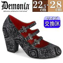 【3ヶ月保証&特典付】デモニア demonia パンプス 黒 8cm チャンキーヒール ローヒール 太ヒール メリージェーン ローファー レディース 靴 人気 ...