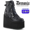 デモニア demonia 厚底 ショートブーツ コンバットブーツ ミリタリーブーツ ワークブーツ おしゃれ 黒 ウェッジソール レディース シューズ 靴 厚底靴...